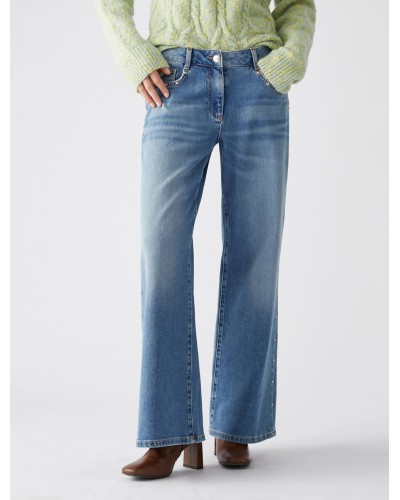 Wide-Leg Studded Jeans