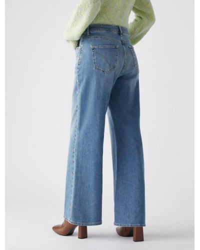 Wide-Leg Studded Jeans