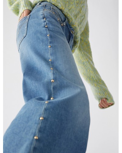 Wide-Leg Studded Jeans
