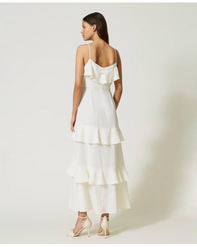 Vestido Lencero Cady Crepe con Volantes