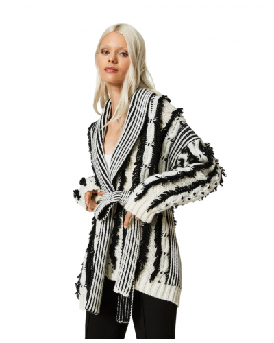Cardigan de lana mixta bicolo