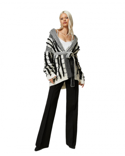 Cardigan de lana mixta bicolo