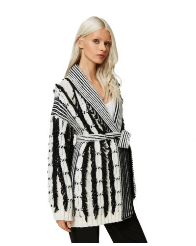 Cardigan de lana mixta bicolo