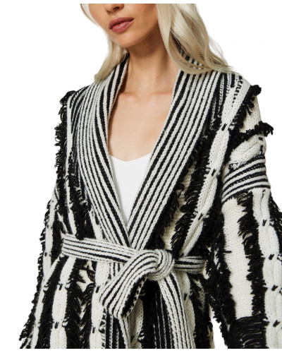 Cardigan de lana mixta bicolo