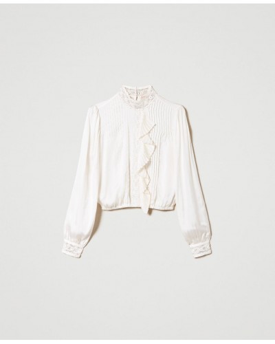 Blusa de Jacquard con encaje