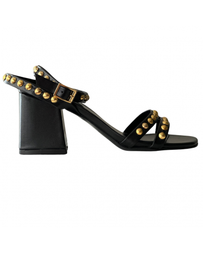 Sandalias Tacón Tachas Negras