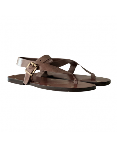 Sandalias Planas Tachas Marrones
